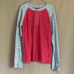 Kids Lee Heathered Red and Gray Long Sleeve Tee Size 8